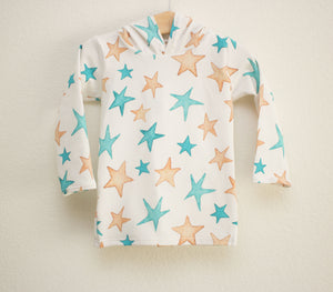Gold and Teal Star Hooded Shirt